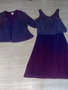 Purple Sequin Evening Top and Skirt Set